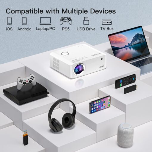[6D/4P/4K] Projector with WiFi and Bluetooth, VISSPL 4K Supported Video Projector, Electric Keystone, Home Theater Movie Phone Projector Compatible with Android/iOS/Windows/TV Stick/HDMI/USB - Image 2