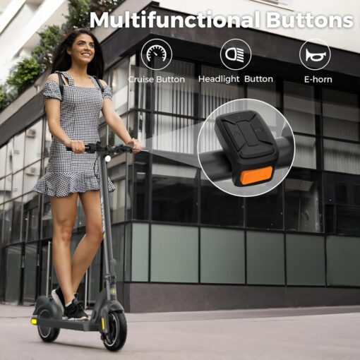 Electric Scooter ZD01, 500W Peak Motor & 19 MPH Electric Scooter Adults, 12-15 Mi Range Electric Kick Scooters, 8.5" Solid Tires, E-Lock & E-Horn, Lightweight Foldable Escooter for Commuter - Image 2