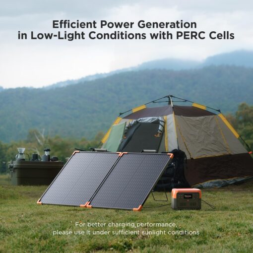 ZOUPW 100 Watt Portable Solar Panel with 20A PWM Controller,Camping Essentials,100W Foldable Solar Panel Kit for Power Station & 12V Batteries,23.5% High Efficiency IP68 Waterproof for RV Camping - Image 3