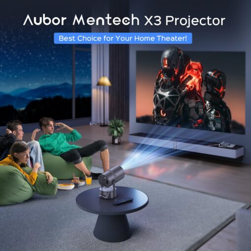 [Built-in Battery] Mini Projector with Wifi and Bluetooth, 4K 1080P Supported 270° Rotatable 150'' Screen Auto Keystone Home Outdoor Portable Smart Projector for Phone/TV/Laptop/HDMI, Iron Grey - Image 2