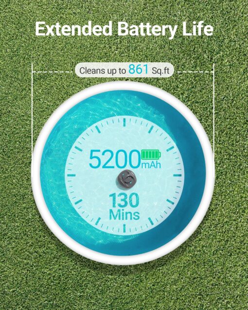 (2025 Upgraded) TALOSBO Pleco Se Cordless Pool Vacuum Cleaner Up to 130 Mins Runtime, Robotic Pool Cleaner with Fast Charge, Ideal for Flat Above Ground and Inground Pools up to 861 Sq. Ft. - Image 7