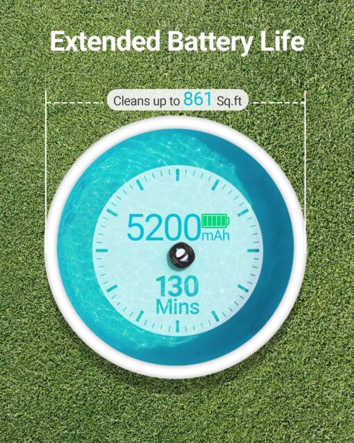 (2025 Upgraded) TALOSBO Pleco Se Cordless Pool Vacuum Cleaner Up to 130 Mins Runtime, Robotic Pool Cleaner with Fast Charge, Ideal for Flat Above Ground and Inground Pools up to 861 Sq. Ft. - Image 7