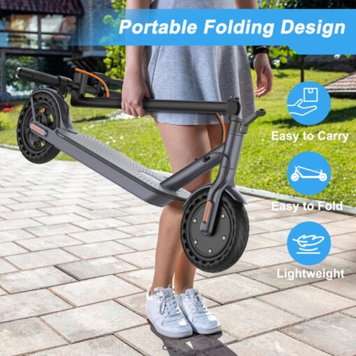 VOLPAM Electric Scooter, Powerful 350W-500W Motor, 21Miles Long Range, Top Speed 19/21 MPH, 8.5" /10''Solid Tires, Cruise Control, E Scooter for Adults (350W-21Miles-Turn Signal Light) - Image 3