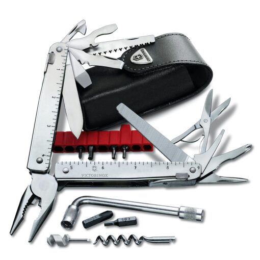 Victorinox Swiss Tool X Plus Ratchet Swiss Army Knife, 35 Function Swiss Made Multi-Tool with Needle-nose pliers, Wire Cutter, Crate Opener and Large Blade - Silver