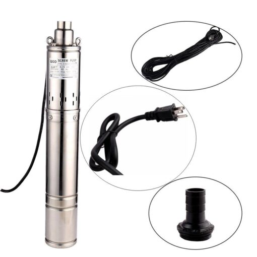 ZYIY 3.5 Inch Tube Stainless Steel Deep Well Pump 1HP Submersible Screw Well Pump 220-240V/60Hz Well Water Pump Max.Head 100m/328ft Flow 8GPM 90mm Well Pump for Home and Industrial Garden Agricultural - Image 6