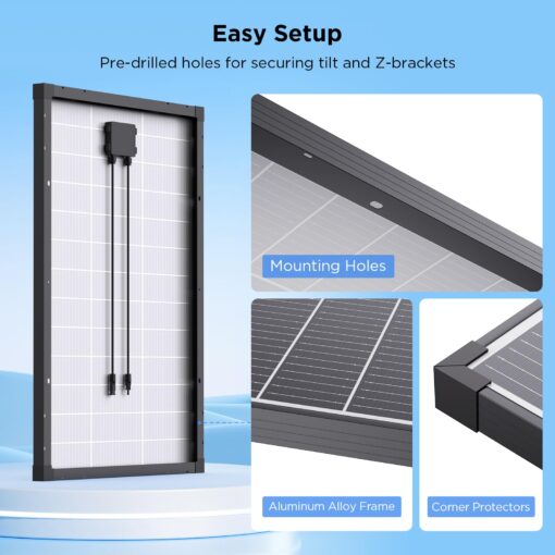ZOUPW N-Type 16BB 200 Watt Solar Panel,Gifts for Men,2Pcs 100W 12V Solar Panels, 25% High Efficiency Monocrystalline PV Module IP68 Waterproof for RV Trailer Marine Rooftop Farm Off-Grid Blackout - Image 3