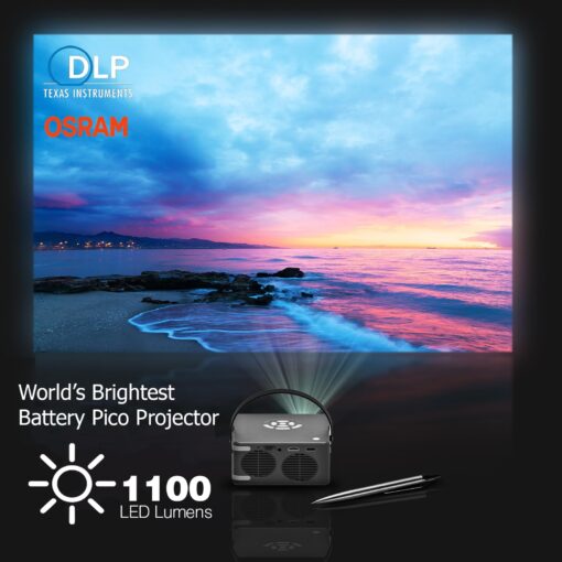 [6 Hr Battery] Worlds Brightest AAXA P6 Ultimate 1100 LED Lumens Smart Projector, USBC Video, 20000mah, WiFi 6 BT 5.4, Direct iPhone Mirroring, Portable Mini Projector, 1080p, HDMI/USB/TF Inputs - Image 6