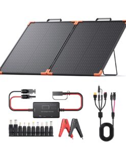 ZOUPW 100 Watt Portable Solar Panel with 20A PWM Controller,Camping Essentials,100W Foldable Solar Panel Kit for Power Station & 12V Batteries,23.5% High Efficiency IP68 Waterproof for RV Camping