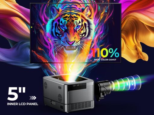 [Auto Focus/5" LCD] Outdoor Projector 4K with WiFi 6 and Bluetooth, DBPOWER 900 ANSI Native 1080P Portable Projector, Auto Keystone & Zoom, Sealed Engine, Movie Projector for iOS/Android/TV Stick - Image 7