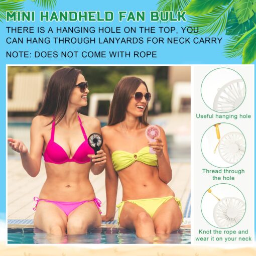 100 Pack Mini Powerful Handheld Fan Bulk 3 Speed USB Rechargeable Small Desk Fan Summer Gift for Wedding Beach Outdoor Women Eyelash (Classic 5 Colors) - Image 4