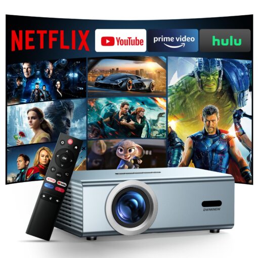 [Netflix Officially & Dolby Audio] Smart Projector with WiFi6 and Bluetooth5.3, Electric Focus & Auto Keystone 4K Support, 22000L Movie Projectors, OWNKNEW Native 1080P Proyector Built-in Apps