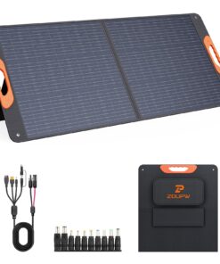 ZOUPW 110 Watt Portable Solar Panel,Power Outage Essentials,18.6V Foldable Solar Panel Charger for Power Station,23.5% High Efficiency IP67 Waterproof 2 Kickstands for Camping RV Hurricane Blackout