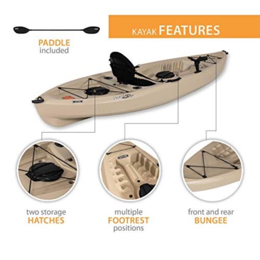 "Lifetime Muskie Angler Sit-On-Top Kayak with Paddle, Tan, 120""" (90508) - Image 5