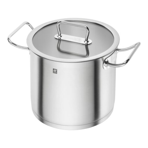 ZWILLING 65124-240 Pro Stock Pot, Deep, 9.4 inches (24 cm) (With Glass Lid), Double-Handed, Deep Pot, Stainless Steel, 3-Layer Base, Induction Compatible, 8.0 L